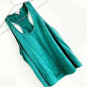 LUNYA good in bed silk tank camisole forest green top sleepwear shirt Small